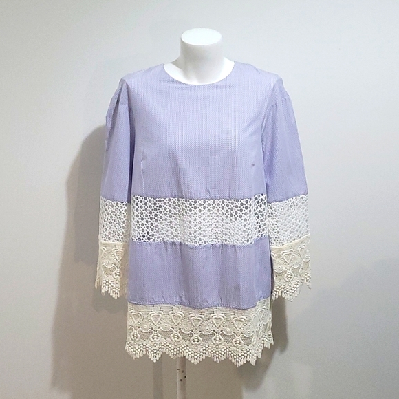 French Connection size S Kyra cotton lace crochet tunic - Picture 5 of 10